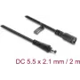 Delock DC-Verlängerungskabel 5,5 x 2,1 mm Stecker auf Buchse mit Bajonettverschluss 18 AWG, 2 m Schwarz (67390)