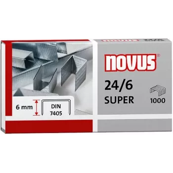 NOVUS 040-0026 Heftklammern 24/6 DIN Super, 1000 Stück, verzinkter Stahl