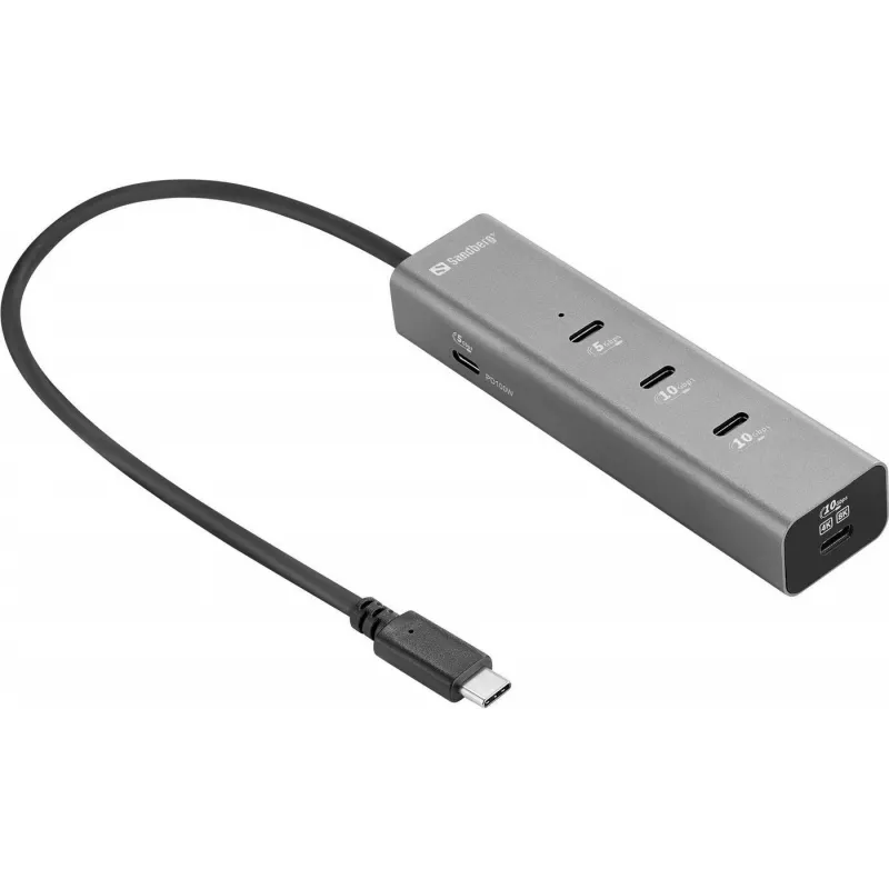 Sandberg USB-C 5-in-1 MediaDock - Dockingstation - Silber/Grau