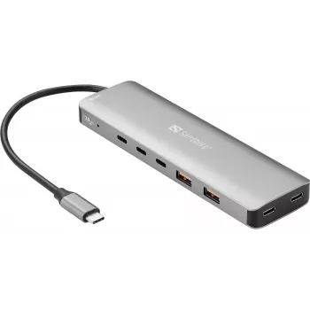 Sandberg USB-C auf 5x USB-C + 2x USB-A Hub, 100W, USB 3.2 Gen 1, Grau