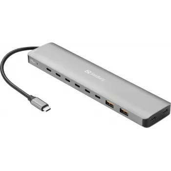 Sandberg USB-C auf 8x USB-C + 2x USB-A Hub 100W PD 4K 30Hz Aluminium