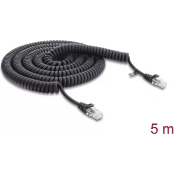Delock RJ45 Spiralkabel Cat.5e 5 m Schwarz (88019)