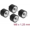 Delock Vibrationsdämpfer M8 x 1,25 mm D 30 x H 20 mm mit 2 x Außengewinde 4 Stück Schwarz (60816)