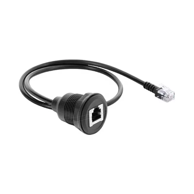 Delock RJ12 Stecker auf RJ12 Buchse Panel-Mount Kabel 50 cm Schwarz