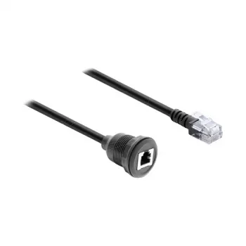 Delock RJ12 Stecker auf RJ12 Buchse Panel-Mount Kabel 50 cm Schwarz