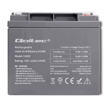 Qoltec 53035 AGM-Batterie 12V 45Ah 540A