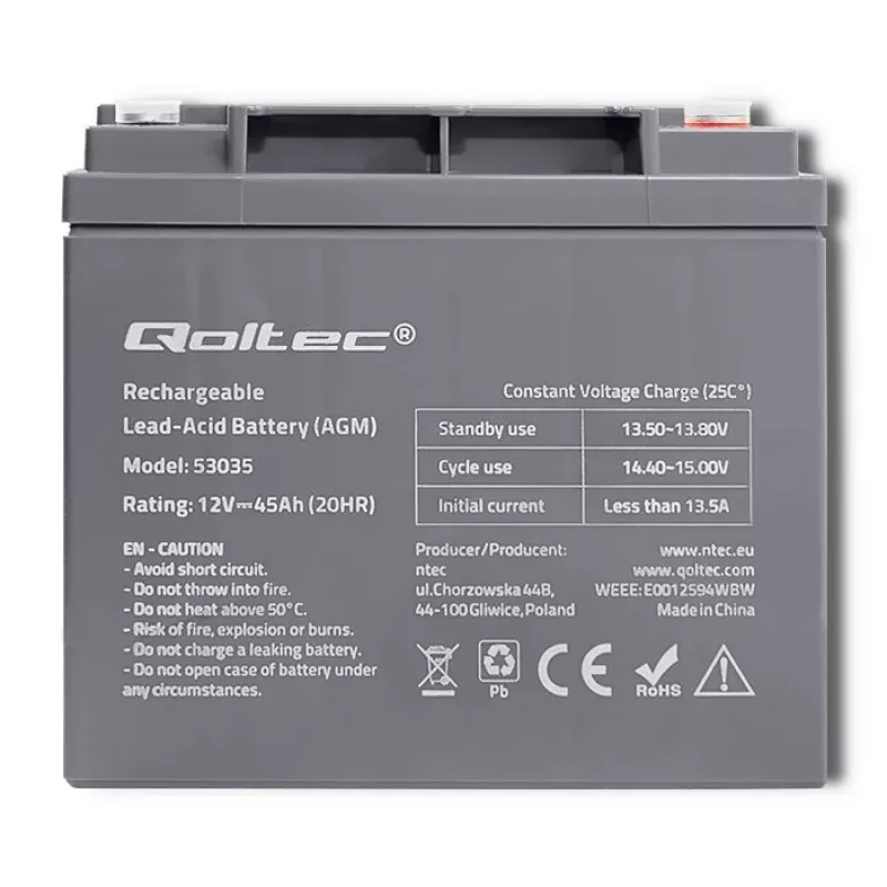Qoltec 53035 AGM-Batterie 12V 45Ah 540A
