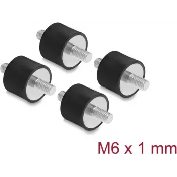 Delock Vibrationsdämpfer M6 x 1 mm D 20 x H 15 mm mit 2 x Außengewinde 4 Stück Schwarz (60814)