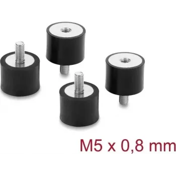 Delock Vibrationsdämpfer M5 x 0,8 mm D 20 x H 15 mm mit Innen- und Außengewinde 4 Stück Schwarz (60819)