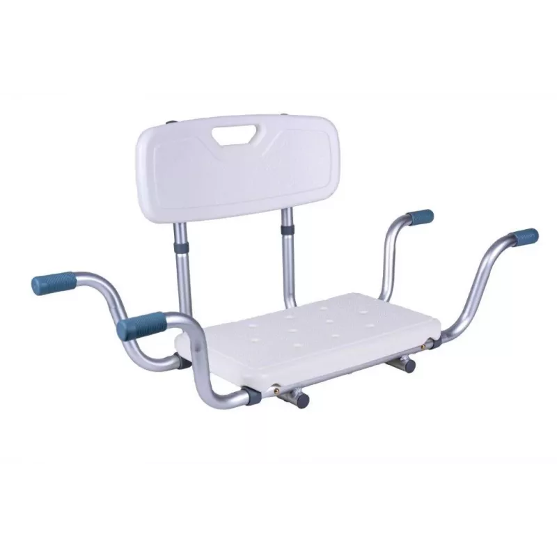 ANTAR Recessed Bath Bench with Back Rest AT51032 - Wandmontierbarer klappbarer Duschhocker, Weiß & Silber, 120 kg Belastbarkeit
