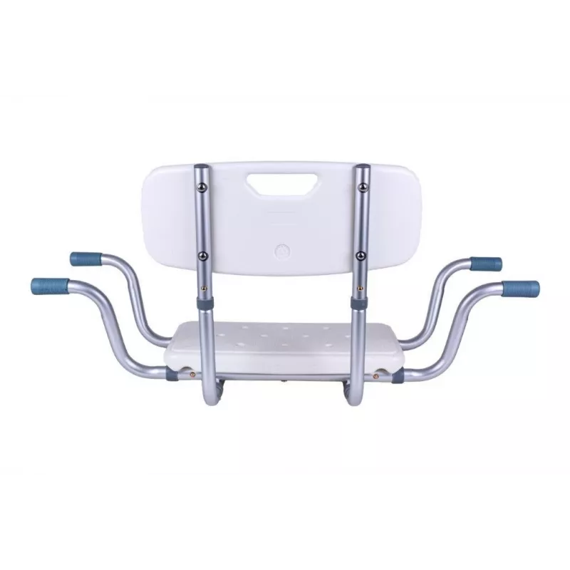 ANTAR Recessed Bath Bench with Back Rest AT51032 - Wandmontierbarer klappbarer Duschhocker, Weiß & Silber, 120 kg Belastbarkeit