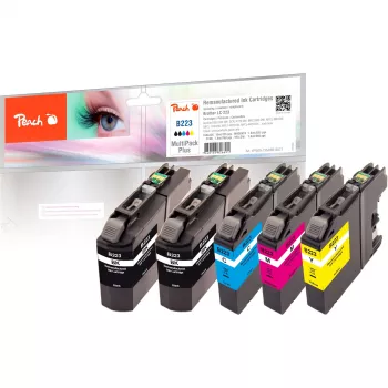Peach Multi Pack Plus - 5er-Pack - Schwarz, Gelb, Cyan, Magenta - Kompatible Tintenpatrone (Alternative für: Brother LC-223BK, Brother LC-223M, Brother LC-223C, Brother LC-223Y)