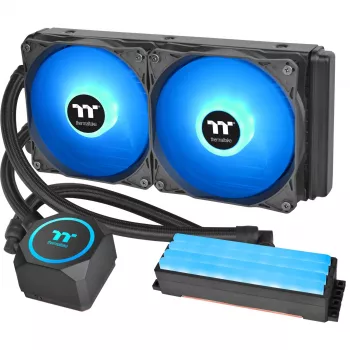 Thermaltake Floe RC 240 All-in-One Flüssigkeits-CPU-Kühler mit integriertem RAM-Wasserblock, 240mm Radiator, 2x 120mm ARGB PWM Lüfter, Intel/AMD