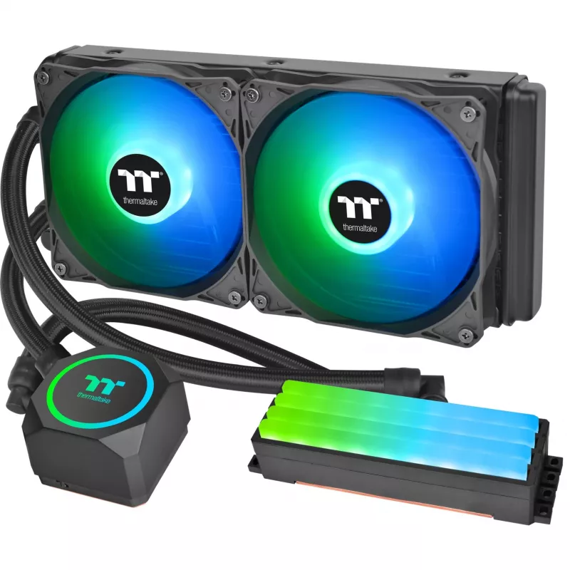 Thermaltake Floe RC 240 All-in-One Flüssigkeits-CPU-Kühler mit integriertem RAM-Wasserblock, 240mm Radiator, 2x 120mm ARGB PWM Lüfter, Intel/AMD