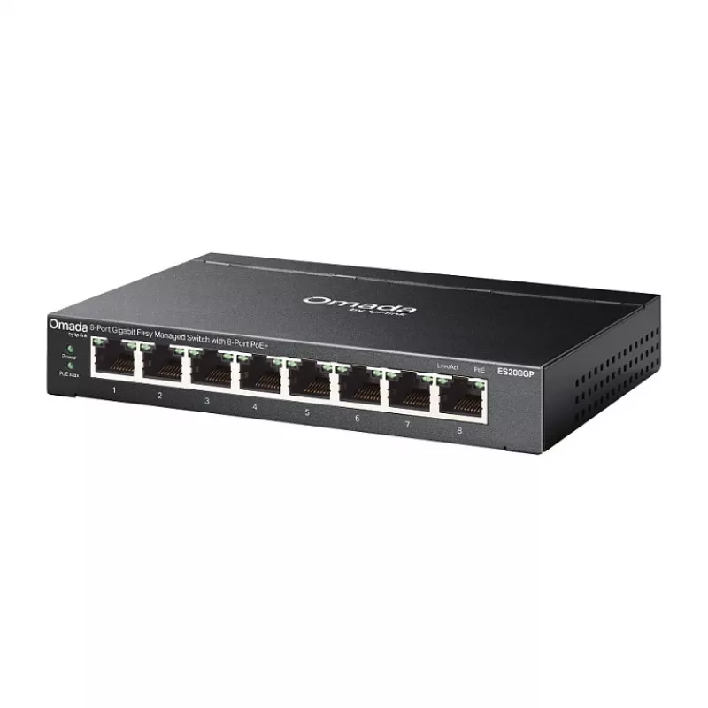 TP-Link Omada ES208GP PoE+ 8-Port Gigabit Smart Managed Switch mit 61W PoE-Budget