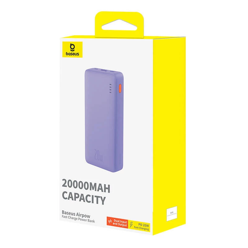 Baseus Airpow - 20.000 mAh 20W Powerbank (Lila)