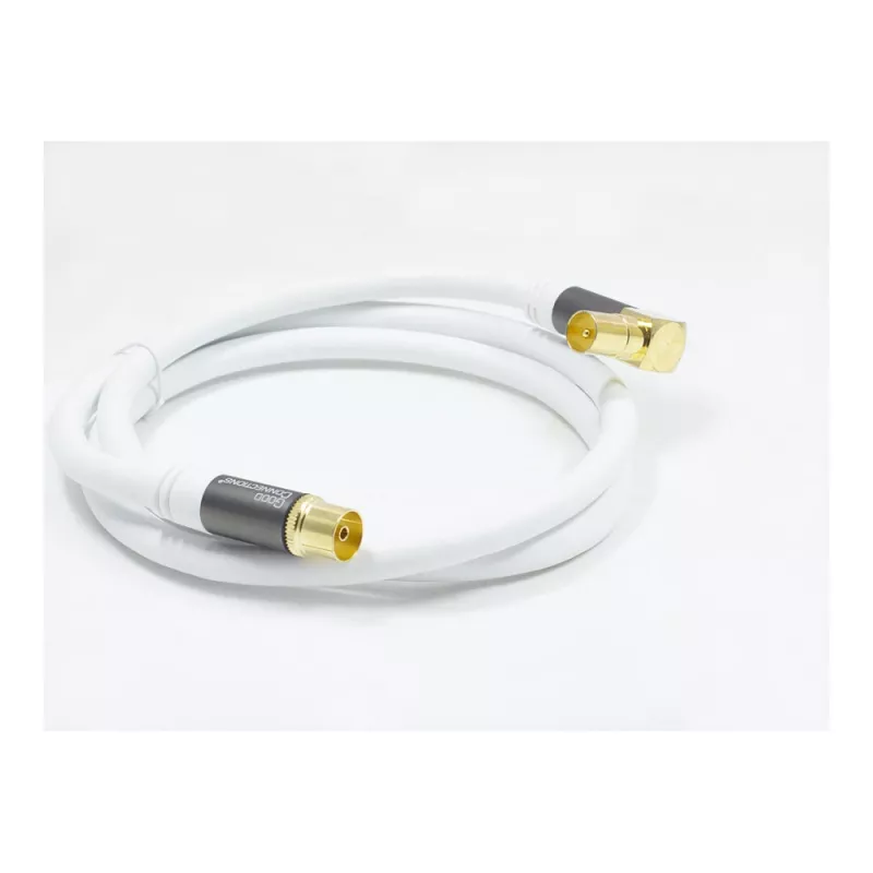 Good Connections SmartFLEX SAT-Antennenkabel, IEC/Coax Winkelstecker auf Buchse, vergoldet, vierfach geschirmt, 120 dB, weiß, 2 m (GC-M2063)