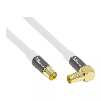 Good Connections SmartFLEX SAT-Antennenkabel, IEC/Coax Winkelstecker auf Buchse, vergoldet, vierfach geschirmt, 120 dB, weiß, 2 m (GC-M2063)