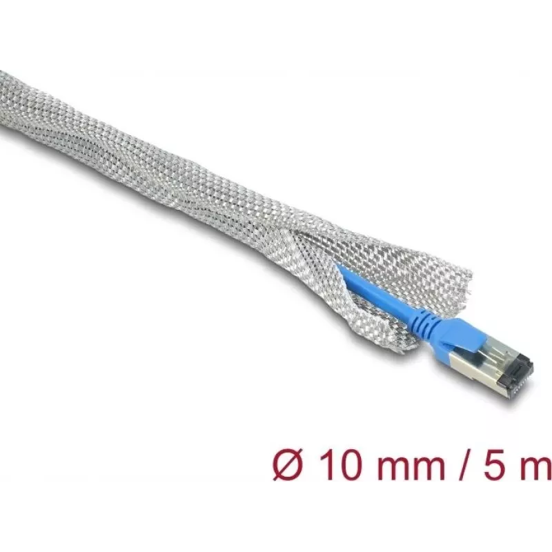 Delock Kabelgeflechtschlauch zur EMV-Abschirmung selbstschließend 5 m x 10 mm (20992)