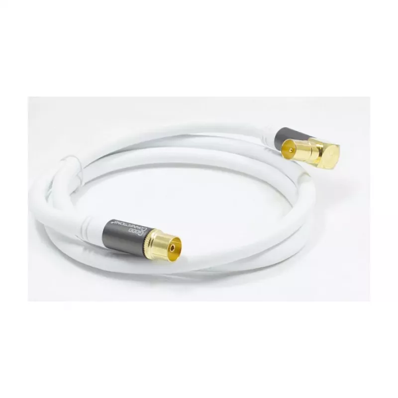 Good Connections SmartFLEX SAT-Antennenkabel, IEC/Coax Winkelstecker auf Buchse, vergoldet, vierfach geschirmt, 120 dB, weiß, 1 m (GC-M2061)