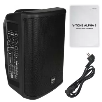 V-TONE ALPHA 8 Aktives Akku-Säulen-PA-System mit integriertem Mischpult, 300W RMS, 8 inch Woofer, Bluetooth, USB/SD, Hall