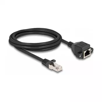 Delock RJ50 Verlängerungskabel Stecker auf Buchse S/FTP 2 m Schwarz