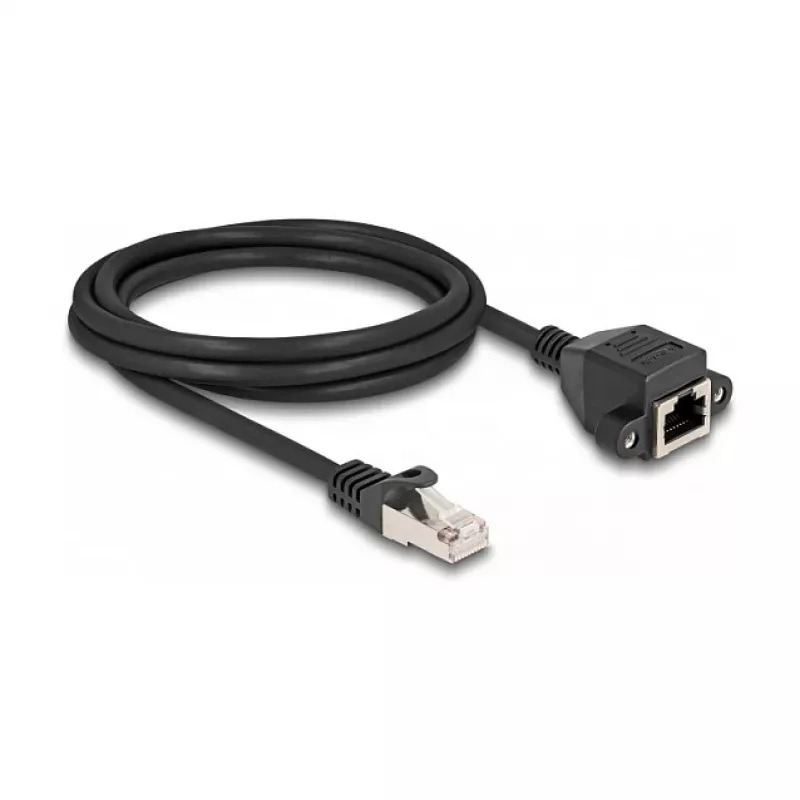 Delock RJ50 Verlängerungskabel Stecker auf Buchse S/FTP 2 m Schwarz