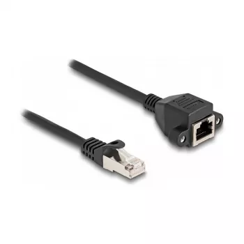 Delock RJ50 Verlängerungskabel Stecker auf Buchse S/FTP 2 m Schwarz