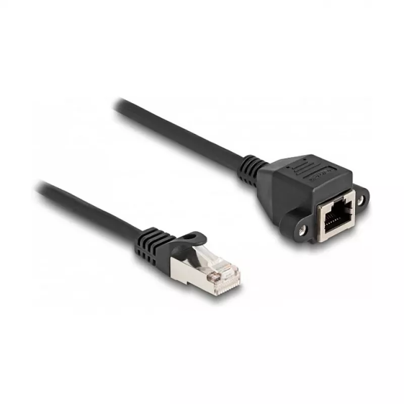 Delock RJ50 Verlängerungskabel Stecker auf Buchse S/FTP 2 m Schwarz