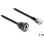 Delock RJ12 Stecker auf RJ12 Buchse Panel-Mount Verlängerungskabel 1 m Schwarz (91268)