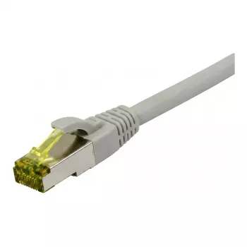Synergy21 Patchkabel RJ45, CAT6A 500MHz, 10m, Grau, S/FTP, Slimline Rund d=4,5mm, TPE/LSZH (Superflex), AWG28, mit CAT7-Rohsteckern, Drehbarer Stecker