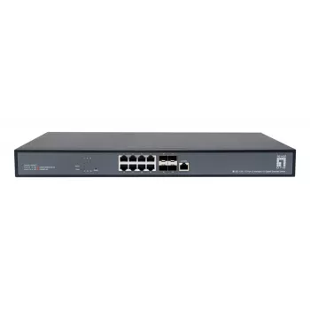 LevelOne 12-Port L3 Managed 10-Gigabit Switch, 8 x 1G/2.5G/5G/10G RJ45, 4 x 1G/2.5G/10G SFP+ Uplinks, 240Gbps Non-Blocking Fabric, 19-Zoll Rackmount