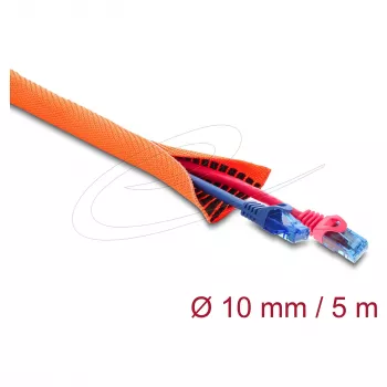Delock Kabelschutzmanschette mit schwarzem Verschleißindikator, selbstschließend, doppellagig, 5 m x 10 mm, orange