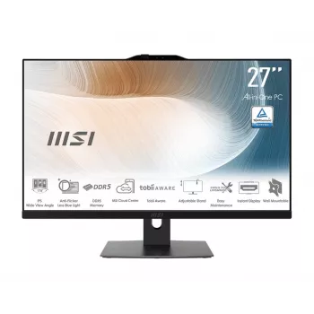 MSI Modern AM272P 1M-855EU All-in-One PC, 27 Zoll FHD IPS, Intel Core 5 120U, 16GB DDR5, 512GB SSD, Windows 11 Pro, Schwarz