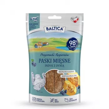 BALTICA Przysmaki Regionów Meat Strips Turkey with Pumpkin – Hundeleckerli – 90 g