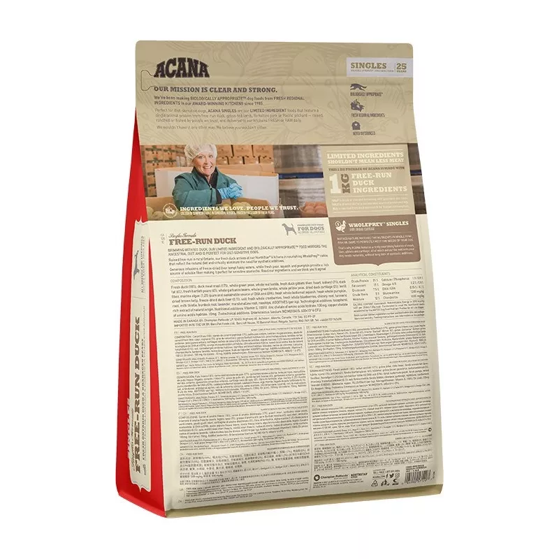 ACANA Singles Free-Run Duck Trockenfutter für Hunde, 2 kg