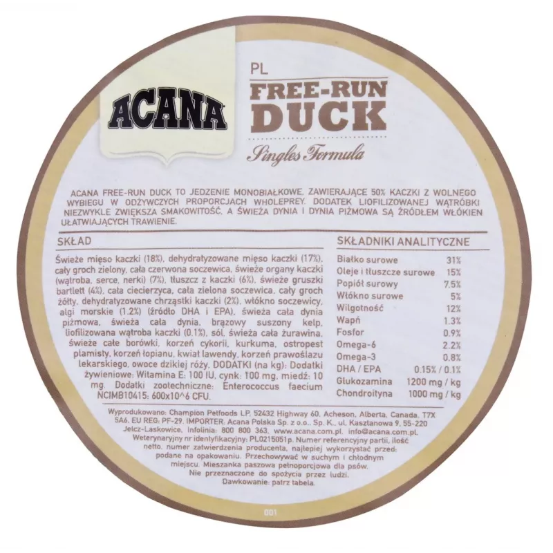 ACANA Singles Free-Run Duck Trockenfutter für Hunde, 2 kg