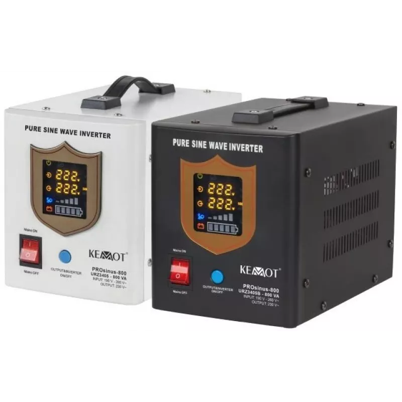 KEMOT PROsinus-800 Unterbrechungsfreie Stromversorgung 800VA/500W Reine Sinuswelle 12V 230V Schwarz