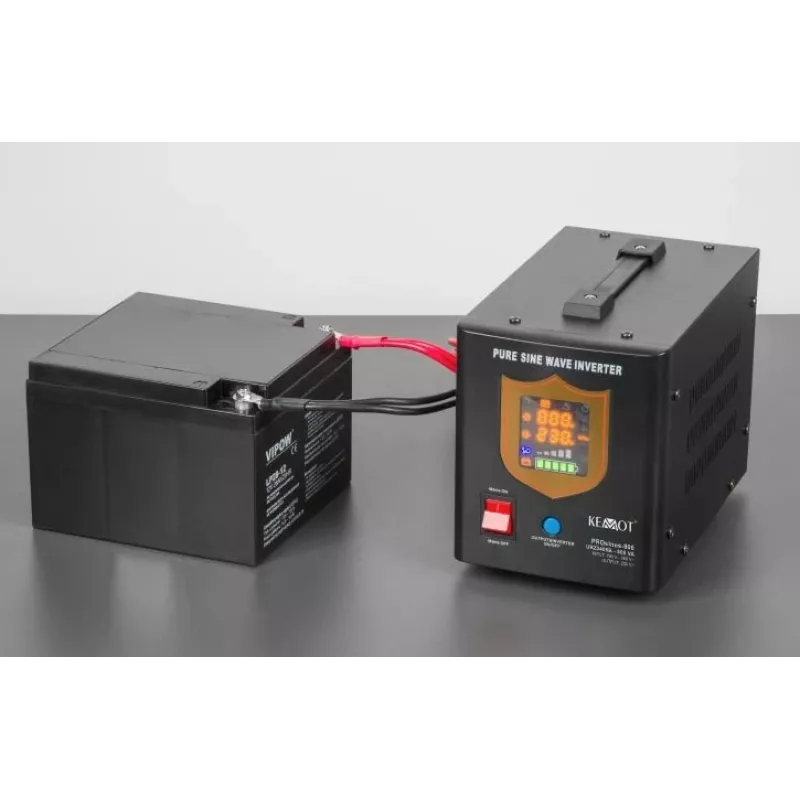 KEMOT PROsinus-800 Unterbrechungsfreie Stromversorgung 800VA/500W Reine Sinuswelle 12V 230V Schwarz