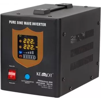 KEMOT PROsinus-800 Unterbrechungsfreie Stromversorgung 800VA/500W Reine Sinuswelle 12V 230V Schwarz