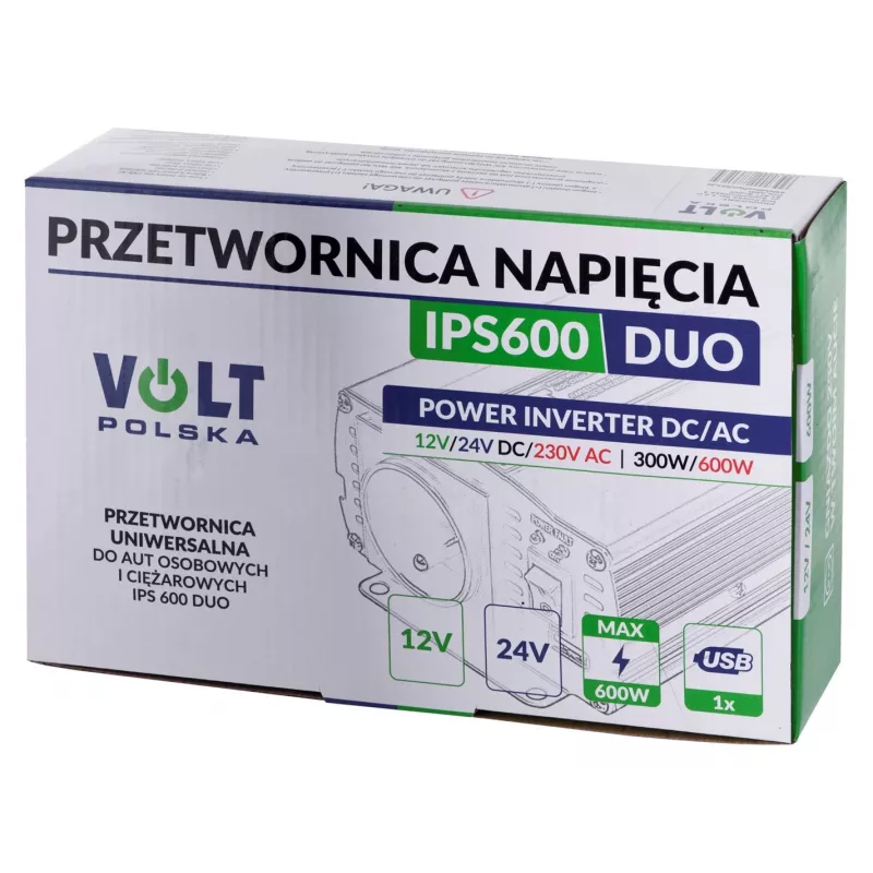 VOLT POLSKA IPS-600 DUO 12V 24V/230V 300/600W Reiner Sinus-Wechselrichter