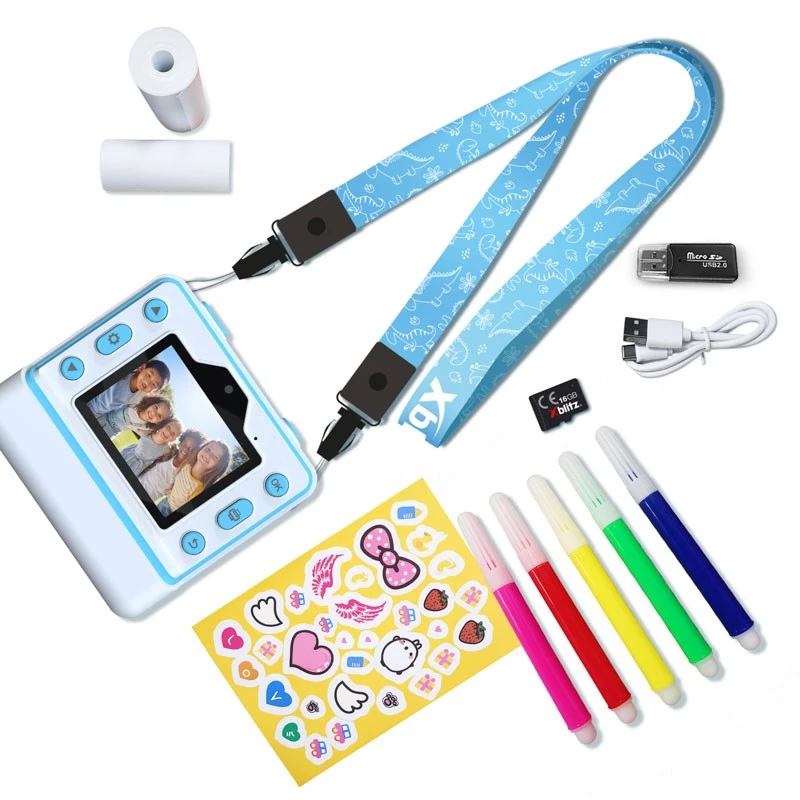 XBLITZ FLASH BLUE Sofortbildkamera mit Thermodrucker für Kinder