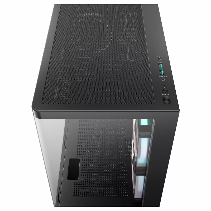 DeepCool CG380U Mid-Tower Gehäuse, gehärtetes Glas, 3x 120mm ARGB Lüfter, Schwarz
