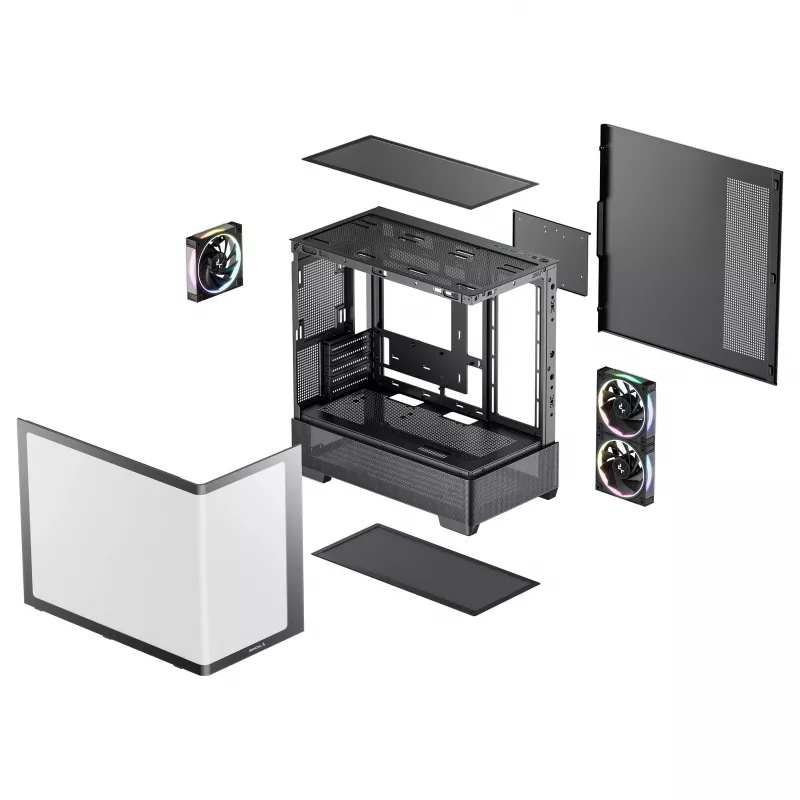 DeepCool CG380U Mid-Tower Gehäuse, gehärtetes Glas, 3x 120mm ARGB Lüfter, Schwarz