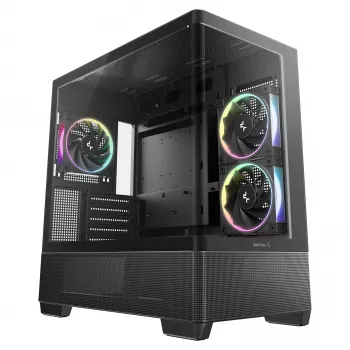DeepCool CG380U Mid-Tower Gehäuse, gehärtetes Glas, 3x 120mm ARGB Lüfter, Schwarz