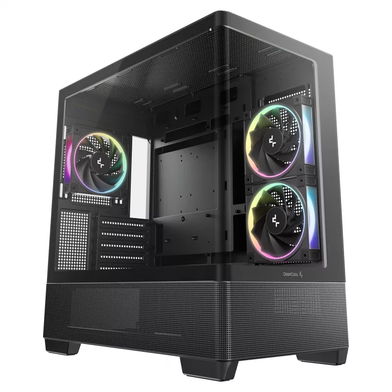 DeepCool CG380U Mid-Tower Gehäuse, gehärtetes Glas, 3x 120mm ARGB Lüfter, Schwarz