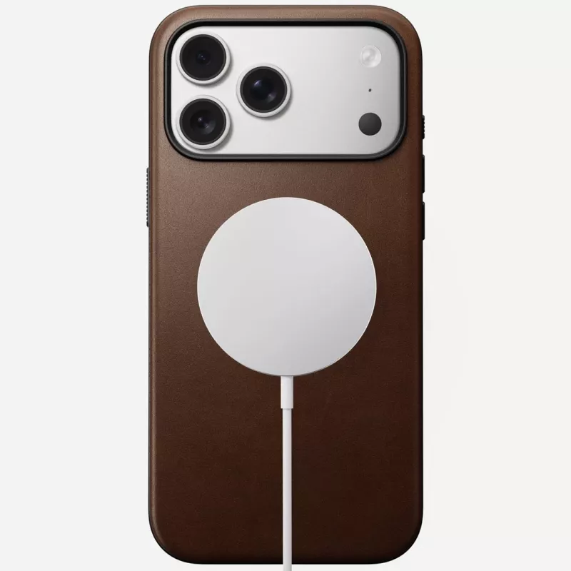 NOMAD Modern Leather Case für iPhone 17 Pro Max, Horween Leder, Rustic Brown, MagSafe-kompatibel