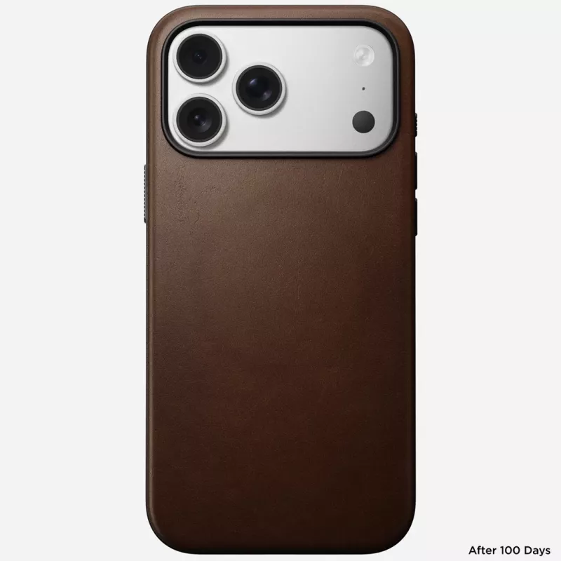 NOMAD Modern Leather Case für iPhone 17 Pro Max, Horween Leder, Rustic Brown, MagSafe-kompatibel
