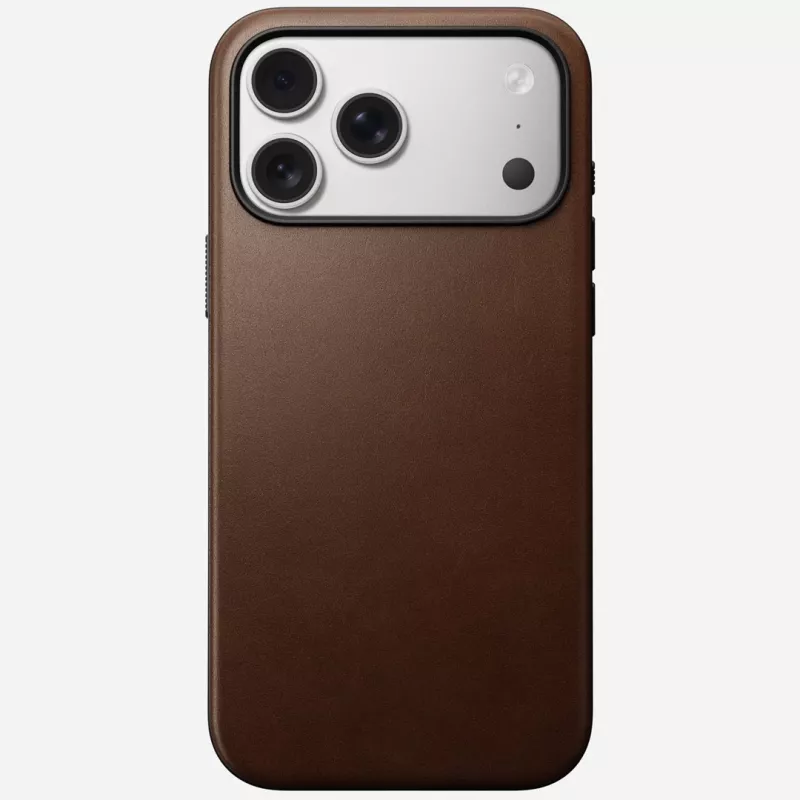 NOMAD Modern Leather Case für iPhone 17 Pro Max, Horween Leder, Rustic Brown, MagSafe-kompatibel