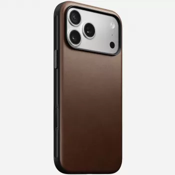 NOMAD Modern Leather Case für iPhone 17 Pro Max, Horween Leder, Rustic Brown, MagSafe-kompatibel